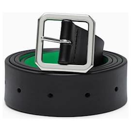 Bottega Veneta-Reversible belt by Bottega Veneta in black and green leather-Black,Silvery,Green