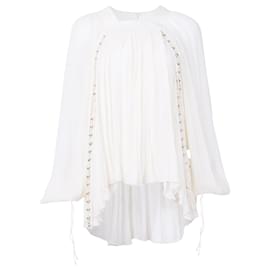 Chloé-Bluse mit eckigem Ausschnitt und geschnürtem Kettendetail-Weiß,Roh