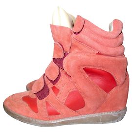 Isabel Marant Tênis cano alto Bekett de camurça e couro Vermelho