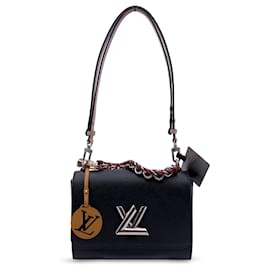 Louis Vuitton-Black Epi Leather Twist MM Shoulder Bag Braided Handle-Black