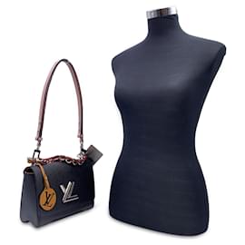 Louis Vuitton-Black Epi Leather Twist MM Shoulder Bag Braided Handle-Black