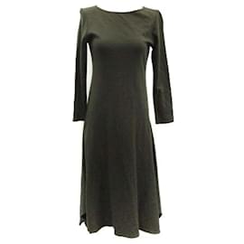 Theory-Theory Luxe Wool Khaki Asymmetric Dress-Khaki