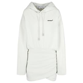 Off White Robe pull à capuche et logo blanc cassé Blanc