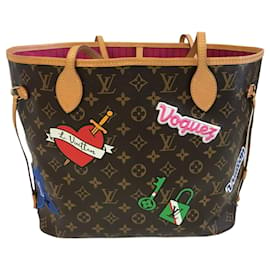 Louis Vuitton-Patchs en toile monogramme Louis Vuitton Neverfull MM-Marron