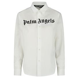 Camicia con colletto e logo Palm Angels Bianco
