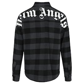 Palm Angels-Palm Angels Logo Check-Pattern Shirt-Metallic