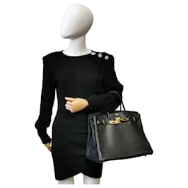 Hermès-HERMES BIRKIN 35 Noir Clémence Or-Noir