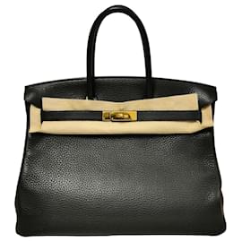 Hermès-HERMES BIRKIN 35 Noir Clémence Or-Noir