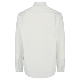 Palm Angels-Palm Angels Logo Collared Shirt-White