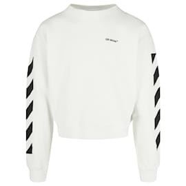 Off White Pull ras du cou à logo blanc cassé Blanc