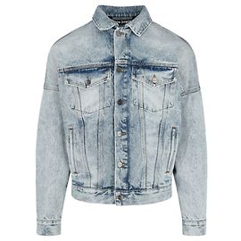 Palm Angels Curved Logo Denim Jacket Blue