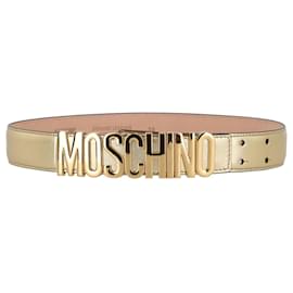 Moschino-Cinturón con logo metálico de Moschino-Dorado,Metálico