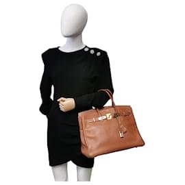 Hermès-HERMES BIRKIN 35 Marron Courchevel Or-Marron