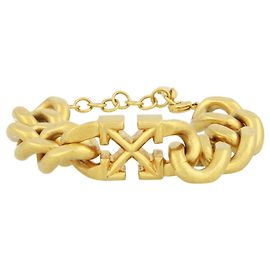 Off White Pulseira com logotipo off-white Dourado Metálico