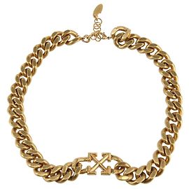 Off White Collar de cadena con flecha blanquecina Dorado Metálico