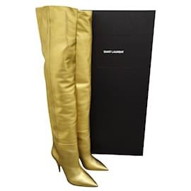 Saint Laurent-Kiki Saint Laurent Thigh High Boots-Golden