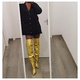 Saint Laurent-Kiki Saint Laurent Thigh High Boots-Golden