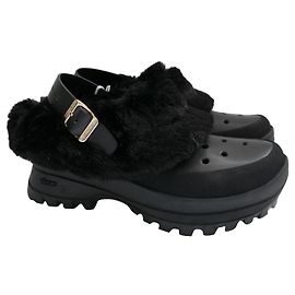 Stella Mc Cartney Stella McCartney Trace Kunstpelz, Vegetarische Leder- und Gummiclogs Schwarz