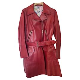Miu Miu-Miu Miu leather biker-peplum jacket BRAND NEW-Dark red