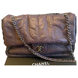 Bolsa Chanel de lã e couro roxa Roxo