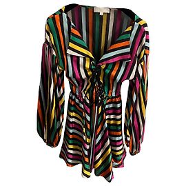 Autre Marque Vestido corto Caroline Constas de algodón con rayas multicolor Multicolor