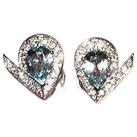 Splendidi nuovi orecchini Chaumet Josephine Aigrette in oro bianco, quadri Silver hardware