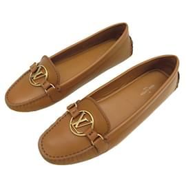 Louis Vuitton-LOUIS VUITTON DAUPHINE MOCCASIN SHOES 37 CAMEL LEATHER LOAFERS SHOES-Caramel