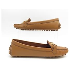 Louis Vuitton-LOUIS VUITTON DAUPHINE MOCCASIN SHOES 37 CAMEL LEATHER LOAFERS SHOES-Caramel