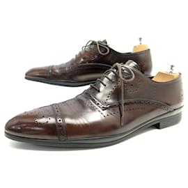 Prada-PRADA BROWN OXFORD SHOES IN BROWN LEATHER 11 45 BROWN LEATHER SHOES-Black