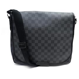 Louis Vuitton-LOUIS VUITTON DANIEL MM N BAG58029 CHECKED GRAPHITE CANVAS BANDOULIER-Grey