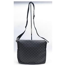 Louis Vuitton-LOUIS VUITTON DANIEL MM N BAG58029 CHECKED GRAPHITE CANVAS BANDOULIER-Grey