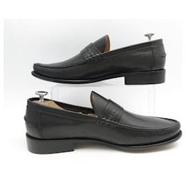 Louis Vuitton-NEUF CHAUSSURES LOUIS VUITTON MOCASSINS 8 42 CUIR LEATHER LOAFERS SHOES-Noir