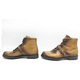 Berluti-BERLUTI BRUNICO SHOES 3131 8 42 BROWN LEATHER BOOTS HIKING BOOTS-Brown