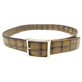 CINTO BERLUTI CLASSIC C0035-E2 T90 CINTO DE JACARÉ DE COURO DE CROCODILO Marrom