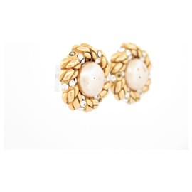 Chanel-VINTAGE CHANEL EARRINGS 1984 DE CASTELLANE IN PEARLS STRASS EARRINGS-Golden