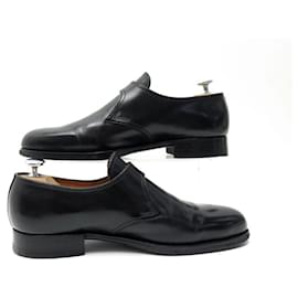 JM Weston-JM WESTON SHOES 531 flora 7.5C 41.5 DERBY LOAFERS WITH BUCKLE BLACK LEATHER-Black