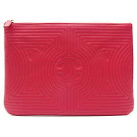 Chanel-NUEVO BOLSO CHANEL O CASE A POUCH82348 CLUTCH CC LOGO PIEL FRAMBUESA-Fucsia