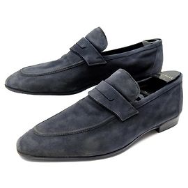 CHAUSSURES BERLUTI 8 42 MOCASSINS DAIM GRIS + EMBAUCHOIRS GREY SUEDE SHOES Gris
