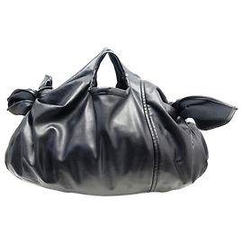 COMME DES GARCONS BORSA TOTE CON CRAVATTA IN ECOPELLE NERA BORSA A MANO Nero