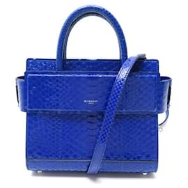Givenchy-GIVENCHY HORIZON PM HANDBAG IN BLUE PYTHON LEATHER BANDOULIERE HAND BAG-Blue