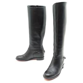 Christian Louboutin-CHRISTIAN LOUBOUTIN SHOES CATE BOOTS 35.5 BLACK LEATHER BOOTS SHOES-Black
