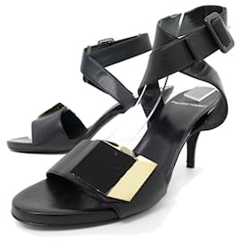 Pierre Hardy-PIERRE HARDY SHOES PERSPECTIVE CUBE SANDALS 38.5 BLACK LEATHER SHOES-Black