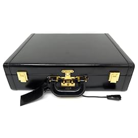 Hermès-VINTAGE HERMES BRIEFCASE IN BLACK BOX LEATHER 45CM ATTACH CASE LEATHER BRIEFCASE-Black