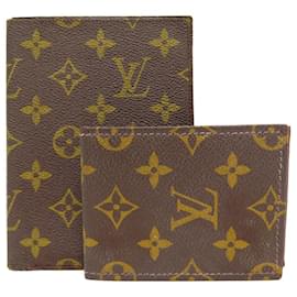 Louis Vuitton-VINTAGE LOT OF LOUIS VUITTON WALLET AND NOTEPAD IN CANVAS MONOGRAM WALLET-Brown