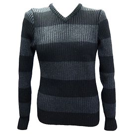 VALENTINO UOMO SWEATER 48 M PURE MERINO WOOL STRETCH BLACK WOOL TOP Black