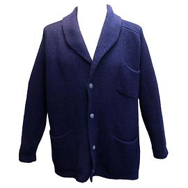 JACKE CHRISTIAN DIOR MONSIEUR GROSSSTRICK L 42 Dunkelblaue Wolljacke Marineblau