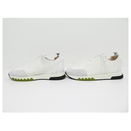Hermès-NINE HERMES ADDICT H SHOES201464 42.5 CANVAS & LEATHER SNEAKERS-White