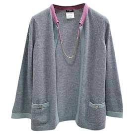 Chanel-CHANEL Grey Pink Cashmere Knitwear-Grey