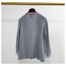 Chanel-CHANEL Pull Cachemire Gris Rose-Gris