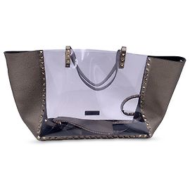 Valentino Tote Bag Rockstud in plastica e pelle metallizzata Garavani Altro